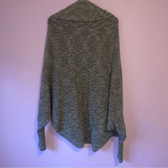 Express S Wool Blend Gray Sweater Cardigan Metallic Open Front - Picture 6 of 9
